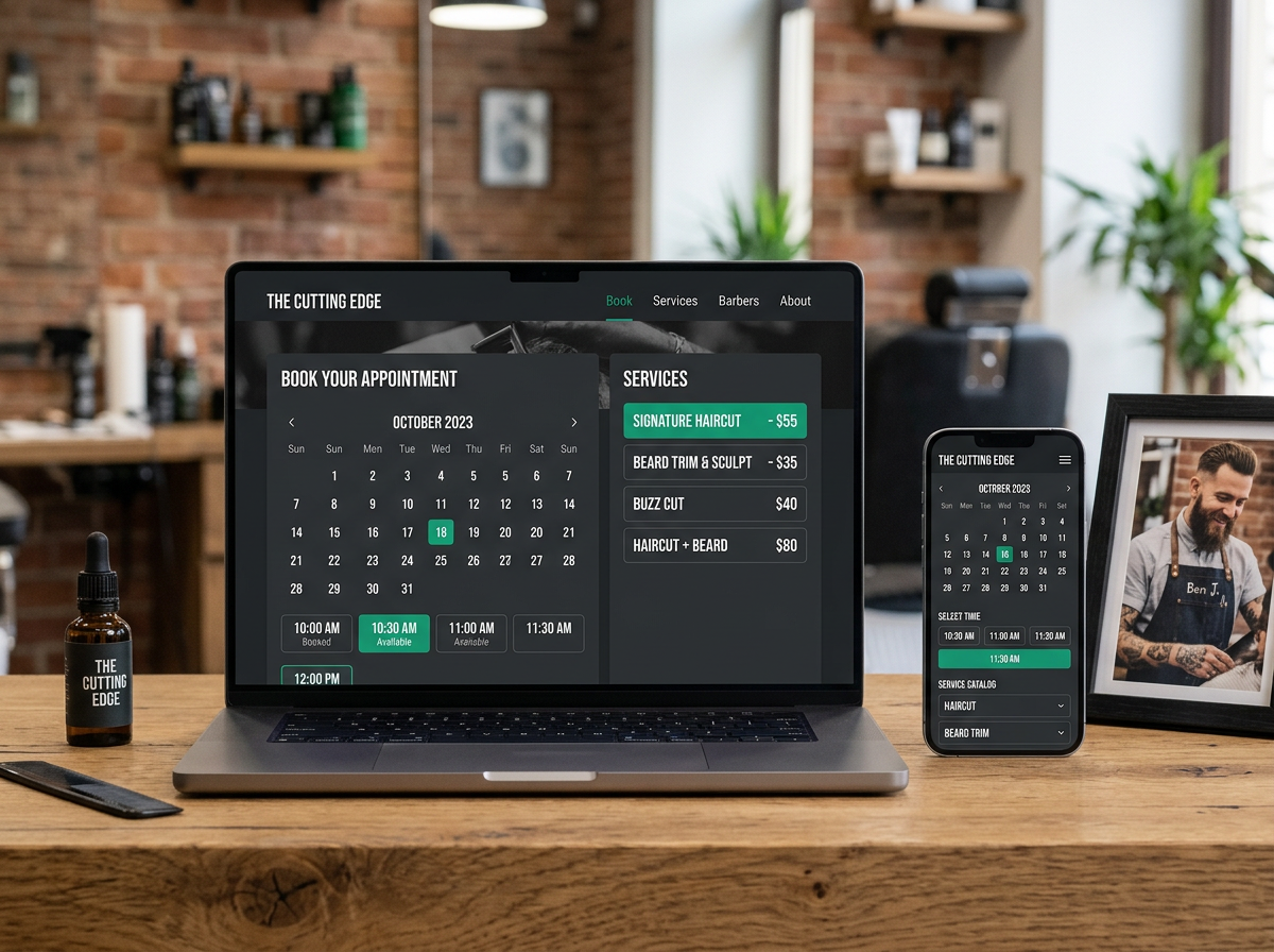 Erkek Kuaförü / Berber demo web sitesi görünümü